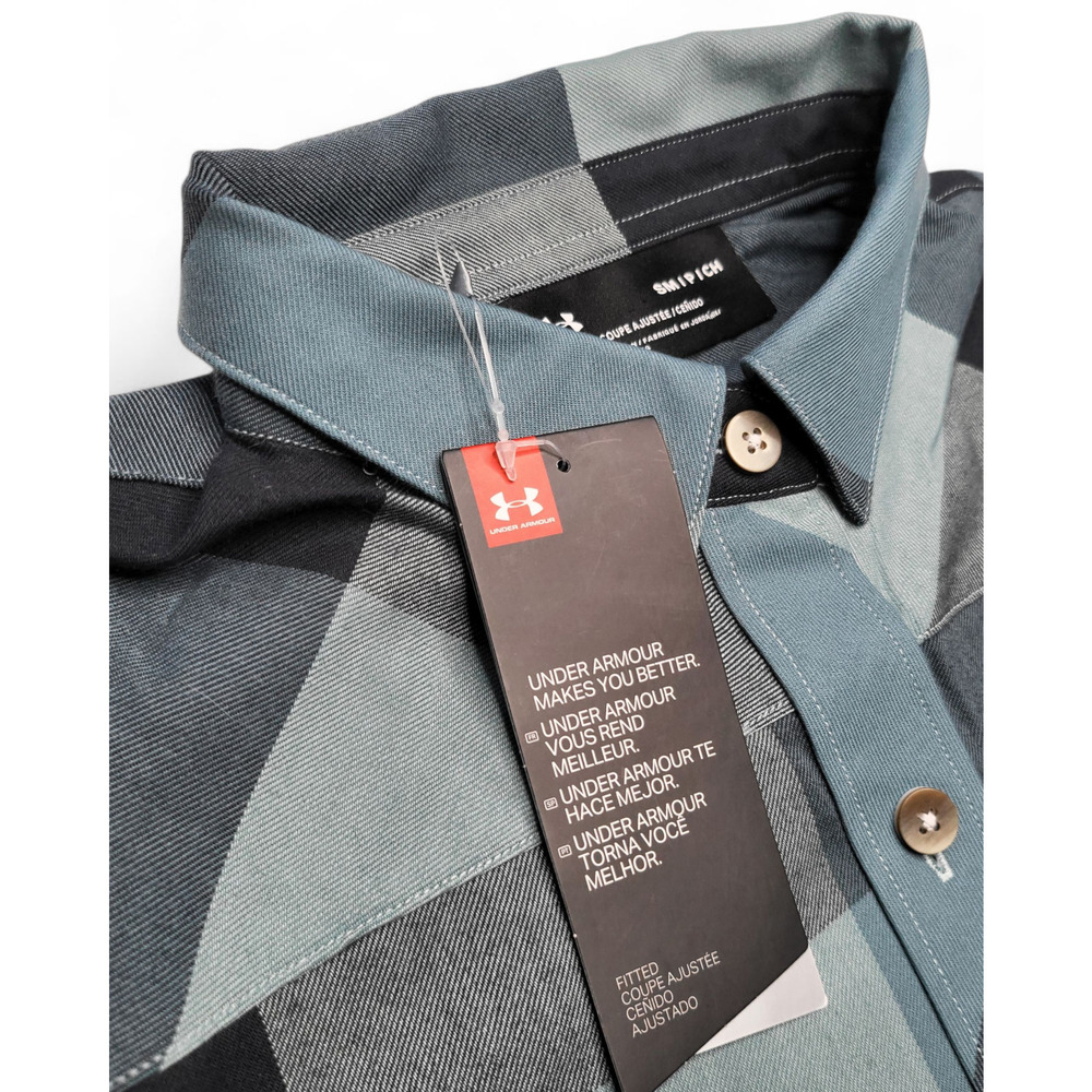 NWT Under Armour Women’s Tradesman Flannel 2.0 LS Button-Up Green/Black Plaid SM
